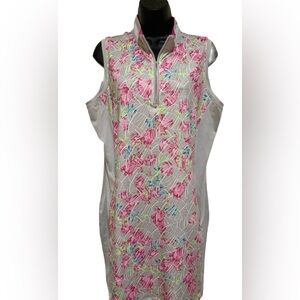 Sleeveless Floral Zip Golf Dress in Pink and Gray❤️
